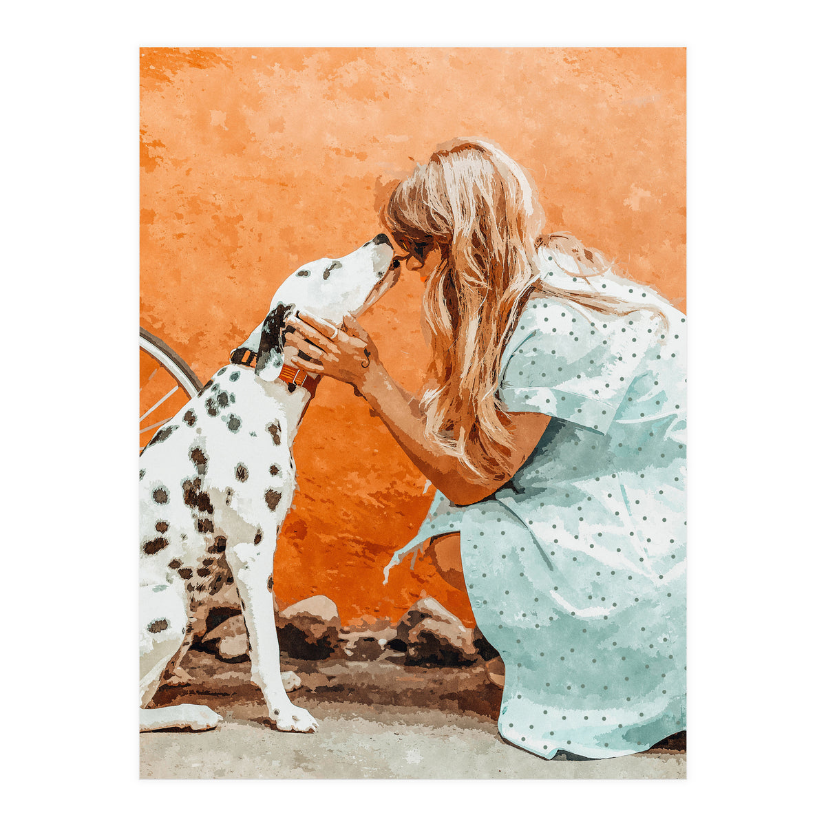 Pet Bound | Dalmatian Dog Lover Friendship Companion | Modern Bohemian Woman Puppy Animals Love (Print Only)