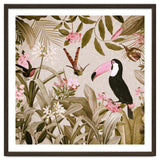 Vintage Exotic Birds Sepia Rainforest Flower Jungle thumbnail
