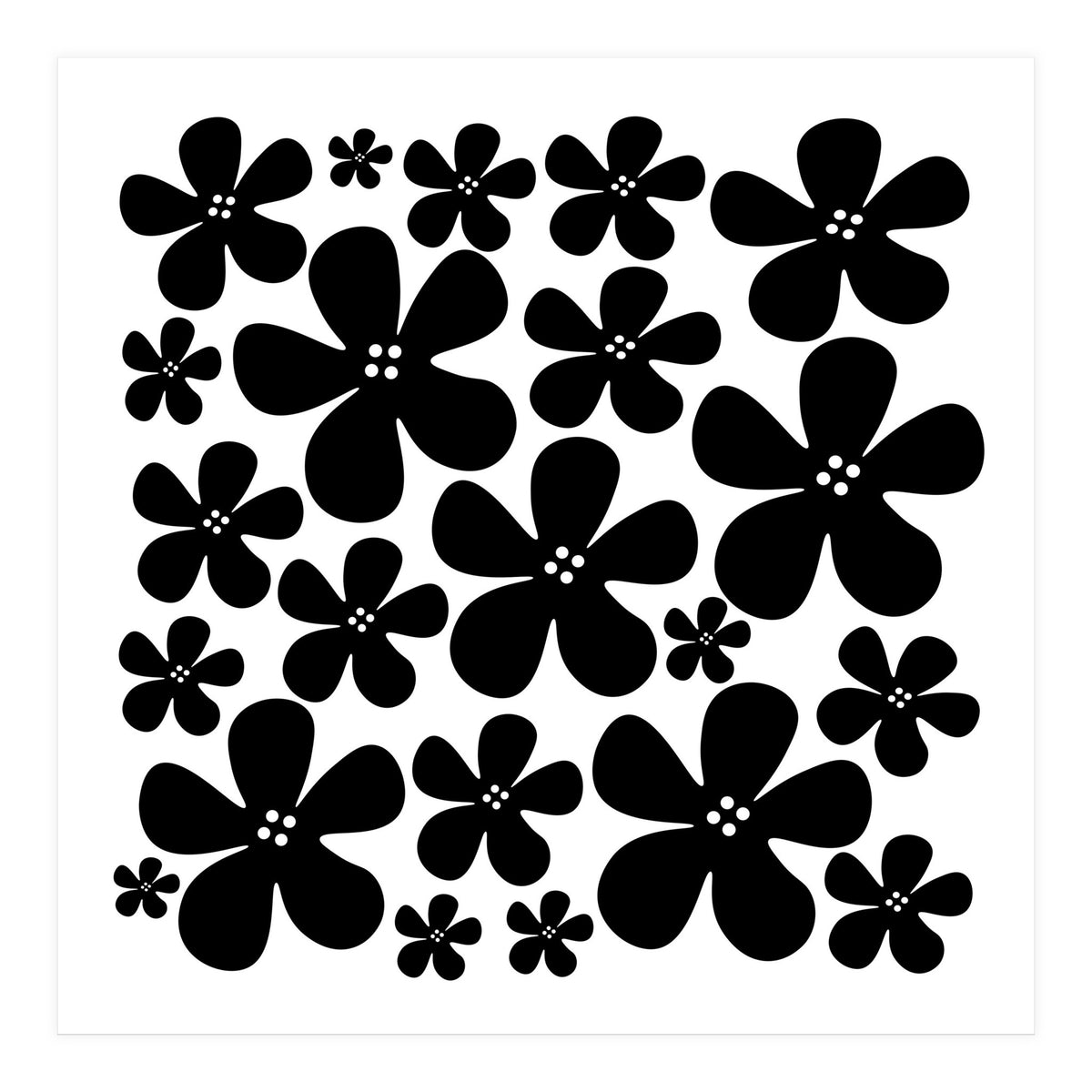Black Flowers Pattern (Print Only)