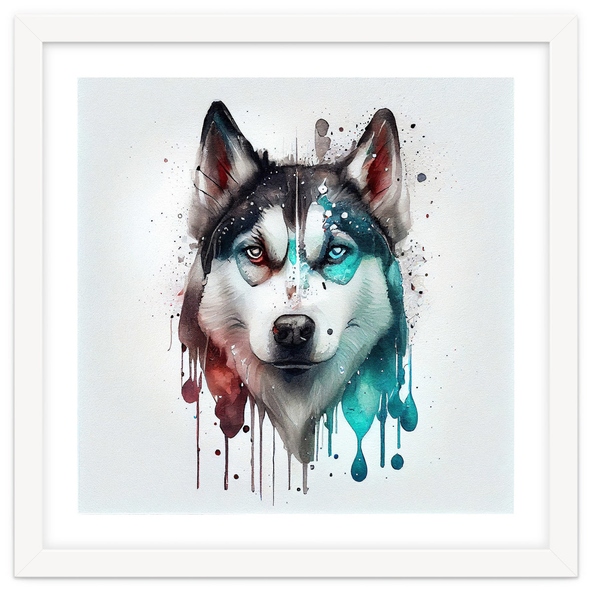 Watercolor Siberian Husky Dog