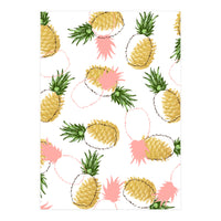 Pineapples & Pine Cones, Eclectic Tropical Nature Illustration, Quirky Fun Fruit Food Graphic Design (Print Only)