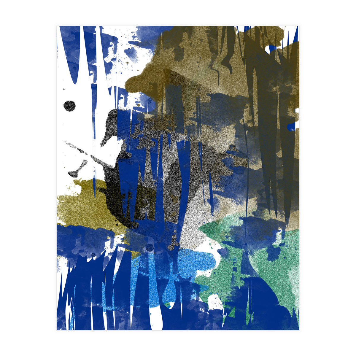 A Beautiful Mess, Abstract Blue Black Dark Eclectic Painting, Luxe Texture Contemporary Modern (Print Only)