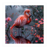 Elegant Flamingo Standing In Water Reflection (Print Only) thumbnail