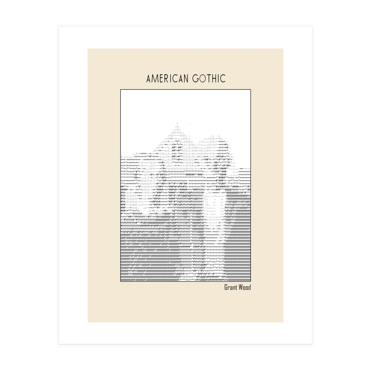 American Gothic – Grant Wood (ascii Art) (Print Only)
