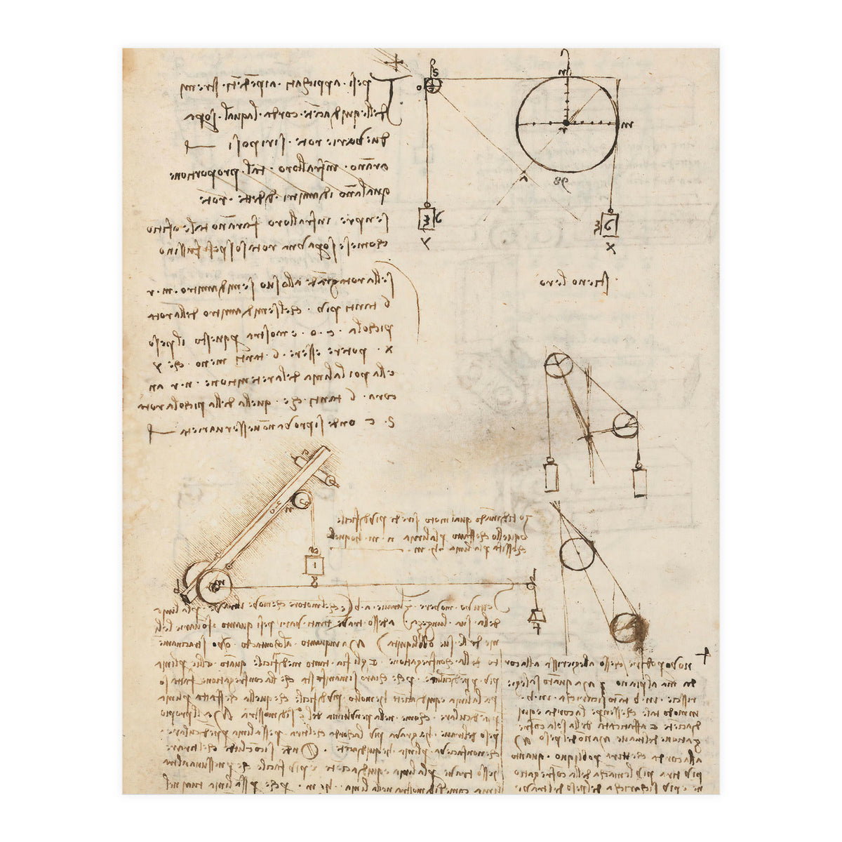 Folio f 172v. Codex Madrid I (Ms. 8937) "Treaty of statics and mechanics", 192 folios with 384 pa... (Print Only)