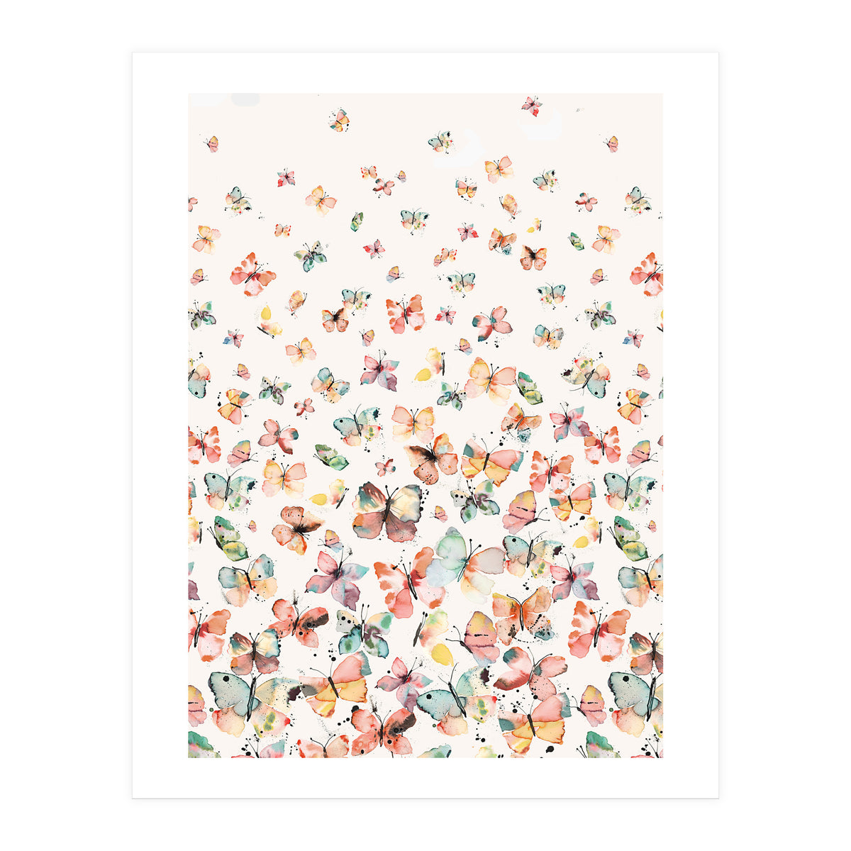 Watercolor Spring Butterflies Apricot (Print Only)