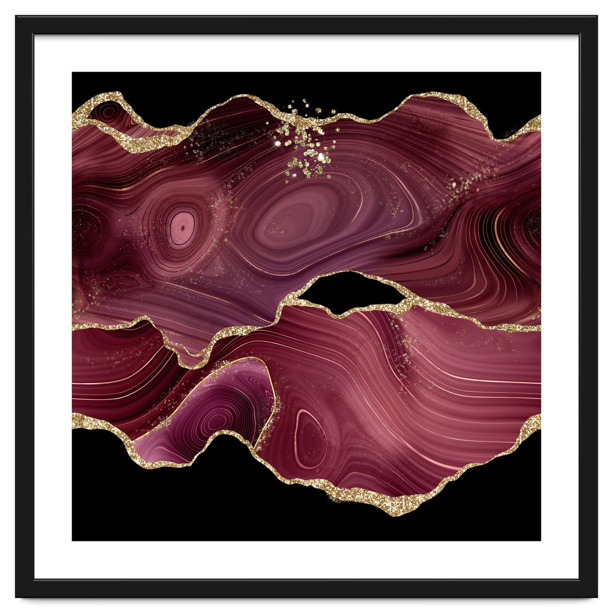 Burgundy & Gold Glitter Agate Texture 03