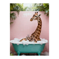 Giraffe in Bathtub, Whimsical Bathroom Art (Print Only)
