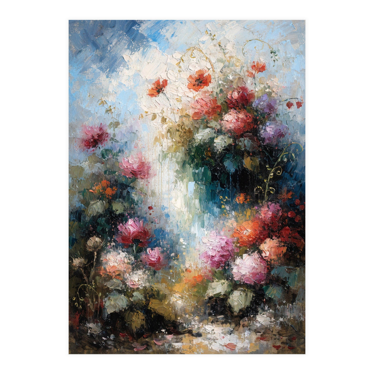 Ethereal Summer Garden Oil Painting (Print Only)