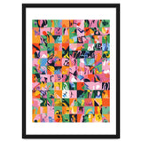 Life On A Checkboard, Abstract Maximalism Eclectic Painting, Bohemian Pop Of Color Illustration thumbnail