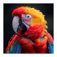 Scarlet Macaw Parrot Portrait Vivid Colors (Print Only)