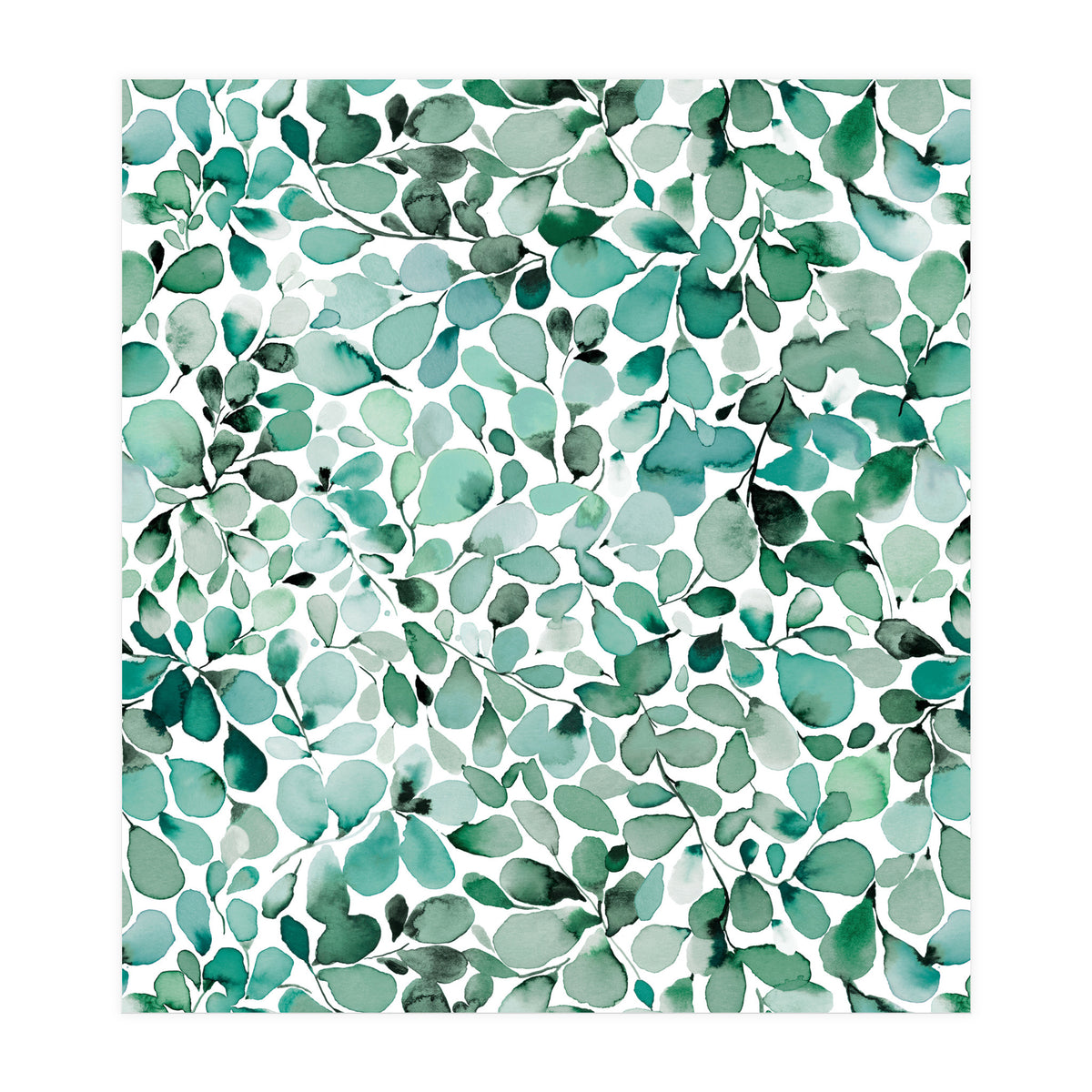 Leaffy Eucalyptus Botanical Leaves Green (Print Only)