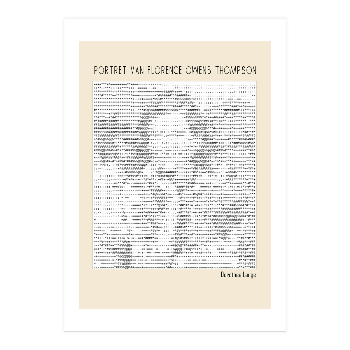 Portret Van Florence Owens Thompson (ascii Art) (Print Only)
