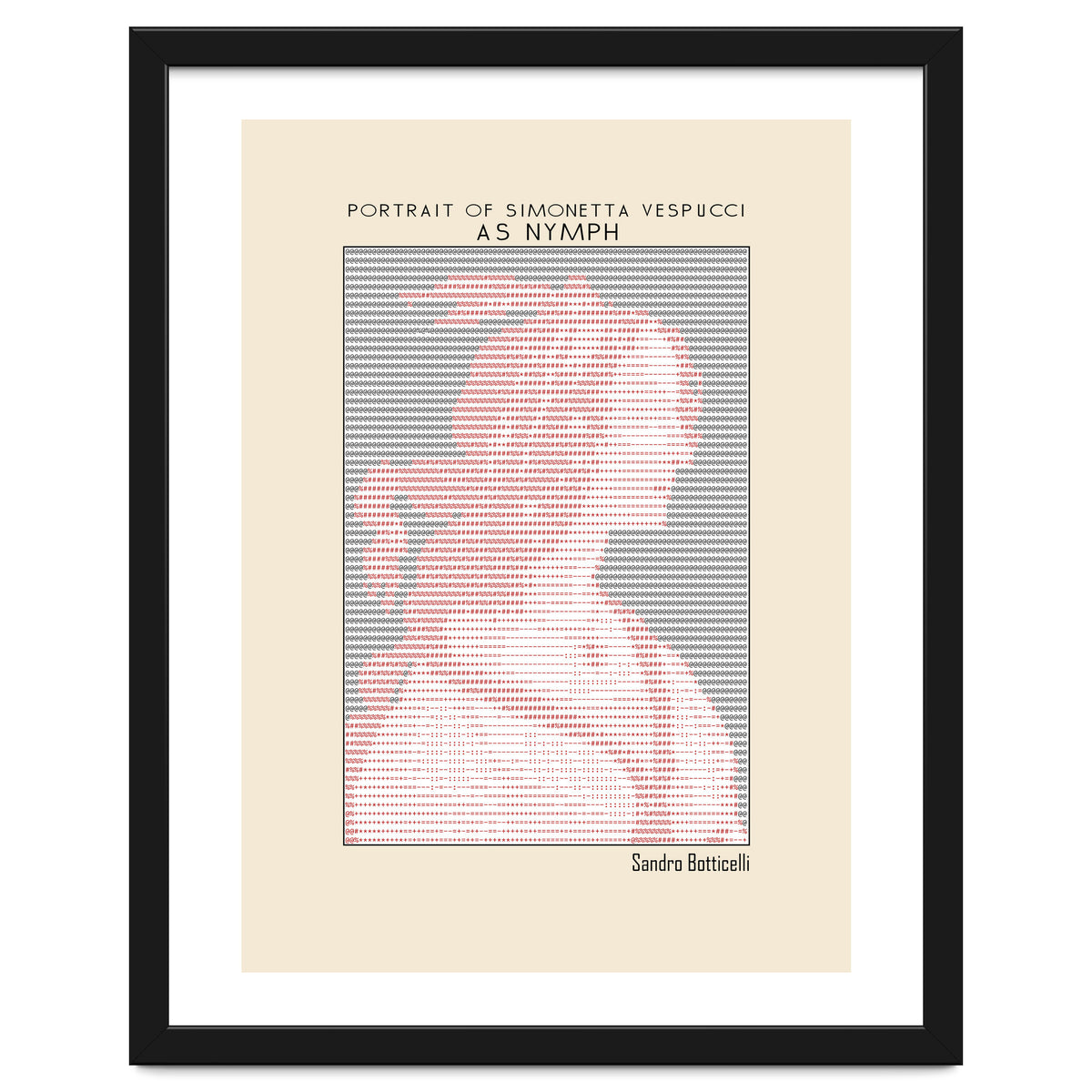 Portrait of Simonetta Vespucci as Nymph – Sandro Botticelli (ascii art)