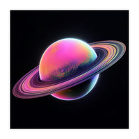 Neon Nebula Planet: Surreal Cosmic Illustration (Print Only)