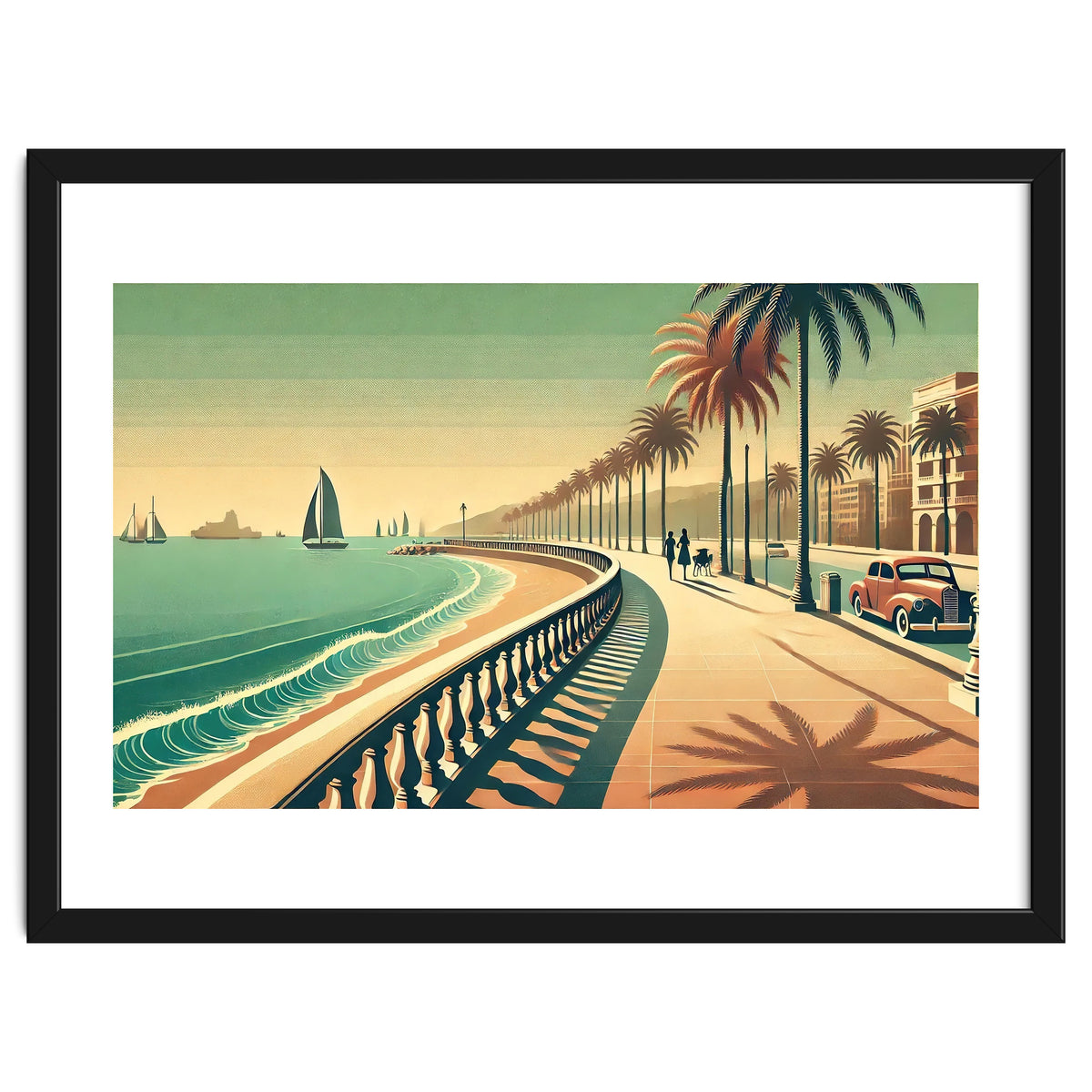 Vintage Coastal Promenade Poster