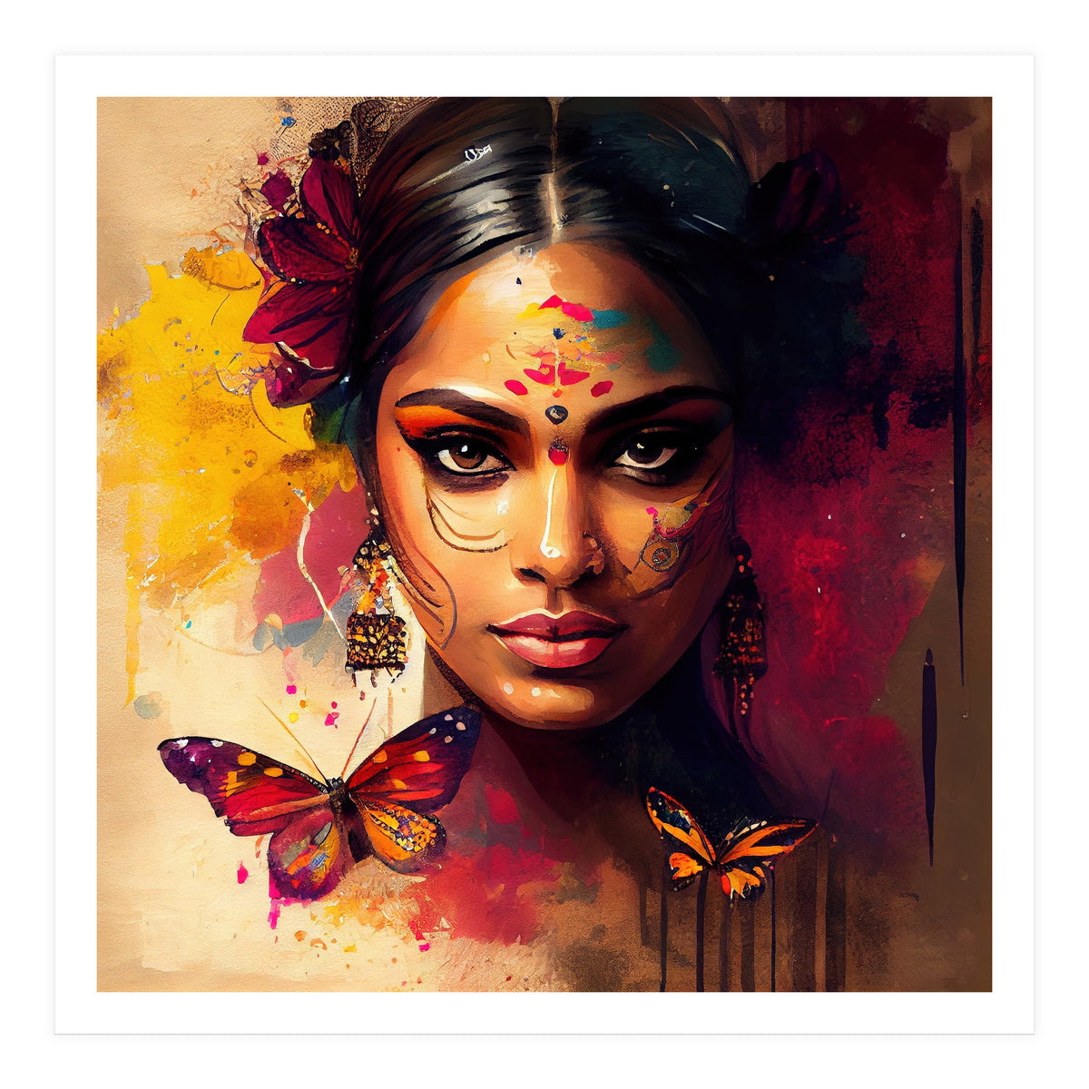 Golden Butterfly Hindu Portrait (Print Only)