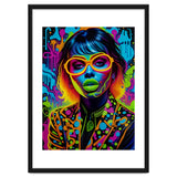 Girl In Glasses Neon Graffiti Art thumbnail