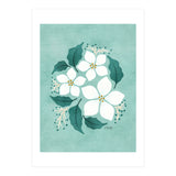 White Flowers On Mint (Print Only) thumbnail