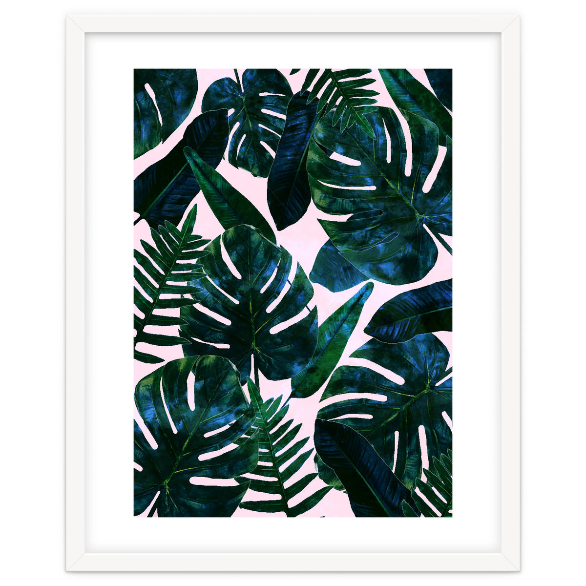 Tropical Nature Monstera Watercolor Painting, Botanical Jungle Dark Palm Illustration
