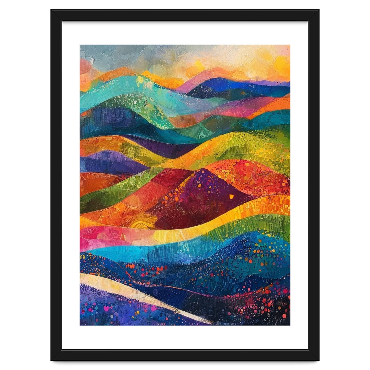 Vibrant Abstract Patchwork Landscape Art