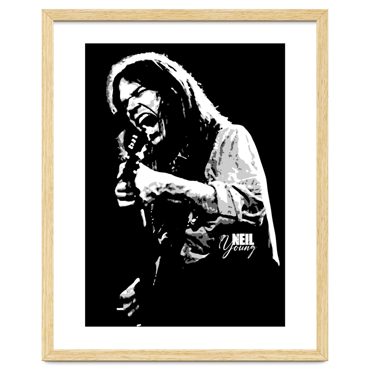 Neil Young Musician Legend in Grayscale 2