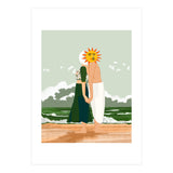 Celestial Union, Sun & Moon Love Couple, Ocean Sea Beach Landscape Nature, Summer Bohemian People (Print Only) thumbnail