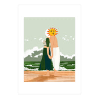 Celestial Union, Sun & Moon Love Couple, Ocean Sea Beach Landscape Nature, Summer Bohemian People (Print Only)
