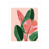 Blush Tropical, Banana Leaves Watercolor Botanical Jungle Painting, Forest Plants Leaves Pink Chic Bohemian (Print Only) thumbnail