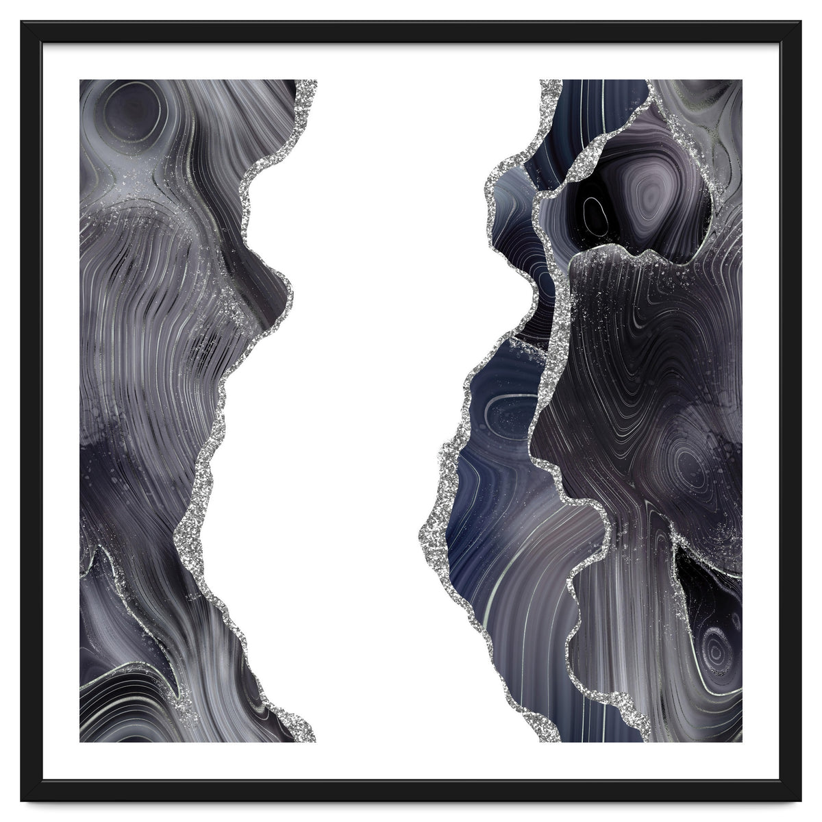 Black & Silver Glitter Agate Texture 05