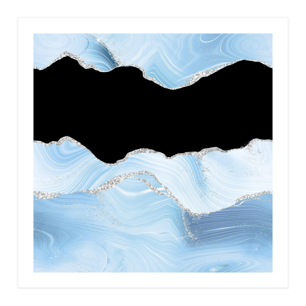 Blue & Silver Agate Glitter Texture 03 (Print Only)