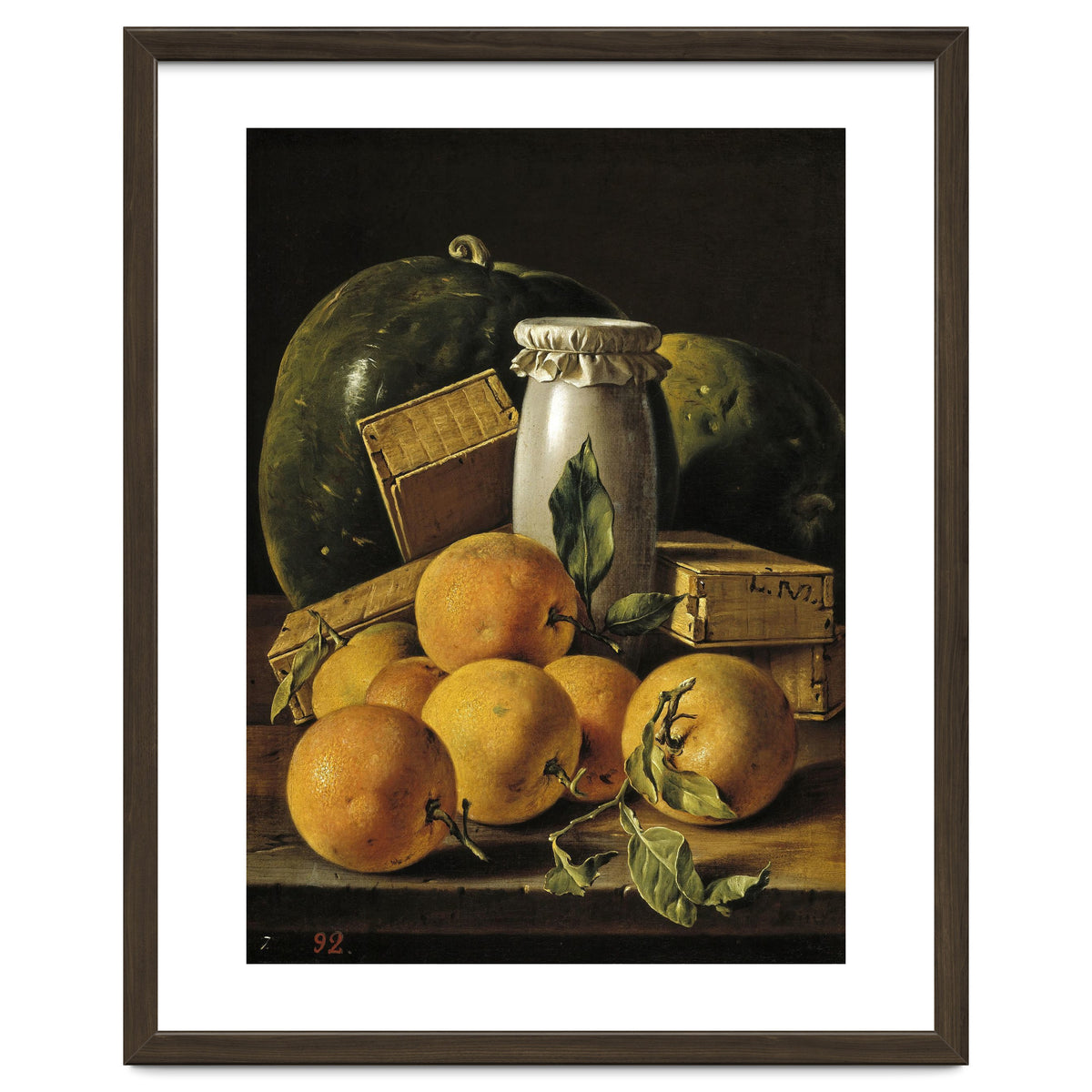 Luis Egidio Meléndez / 'Still Life of Oranges, Watermelon, a Pot, and Boxes of Cake', ca.  1760.