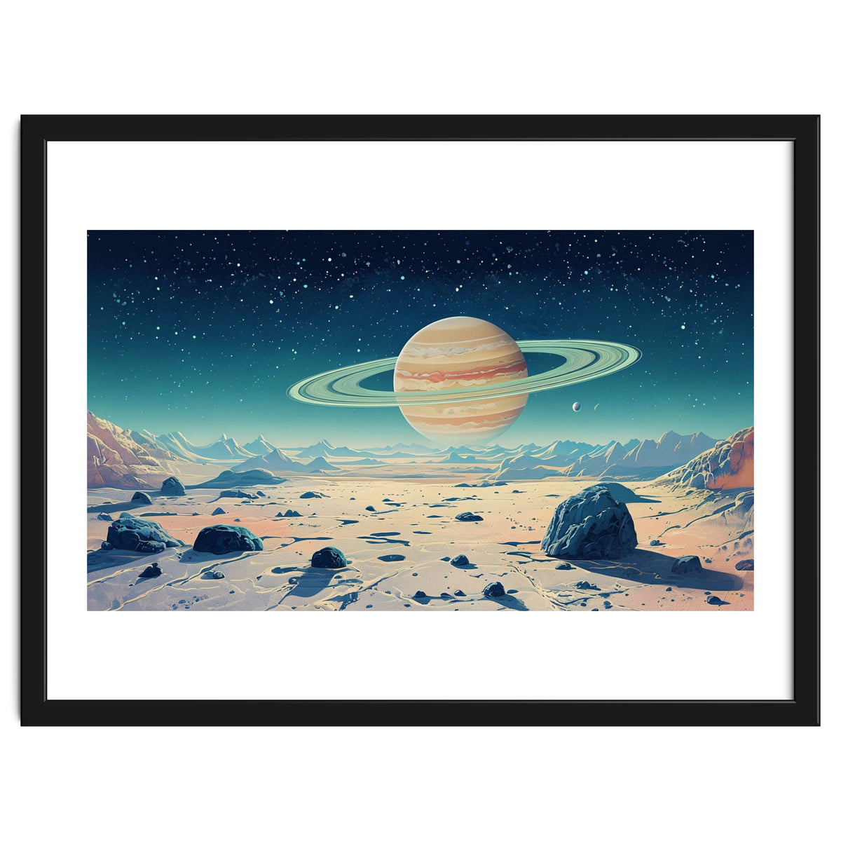 Alien Horizon: Saturn-Inspired Planetary Landscape