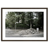Piled-up rocks under construction on the street thumbnail
