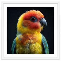 Vibrant Sun Conure Parrot Close Up Portrait