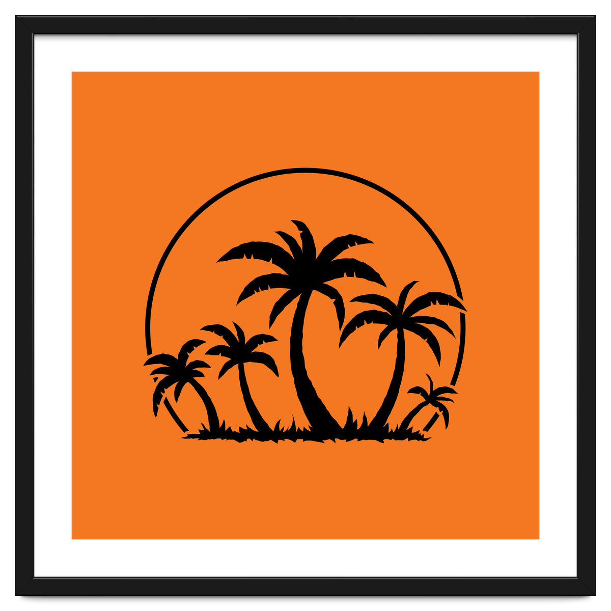 Palm Trees And Sunset in Black