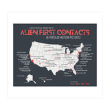 USA Map of Alien First Contacts in Movies (Print Only) thumbnail