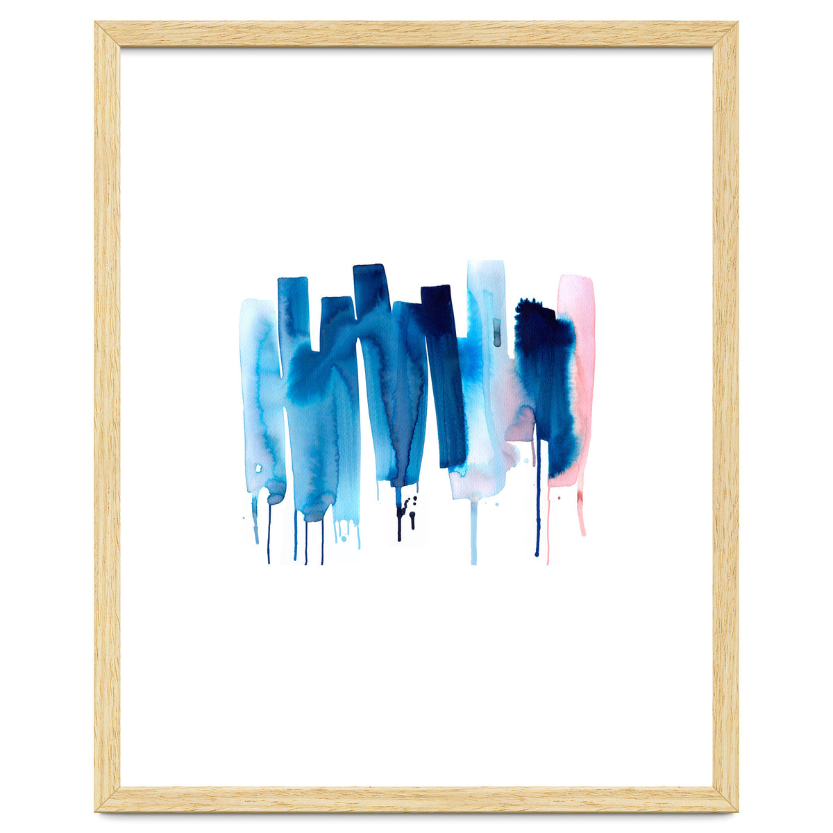 Abstract Watercolor Stripes Minimal Blue