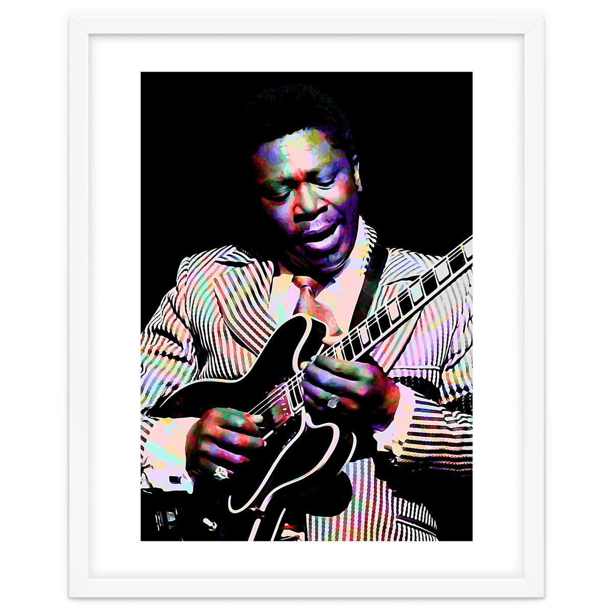 BB King. American Blues Guitarist in Colorful Art