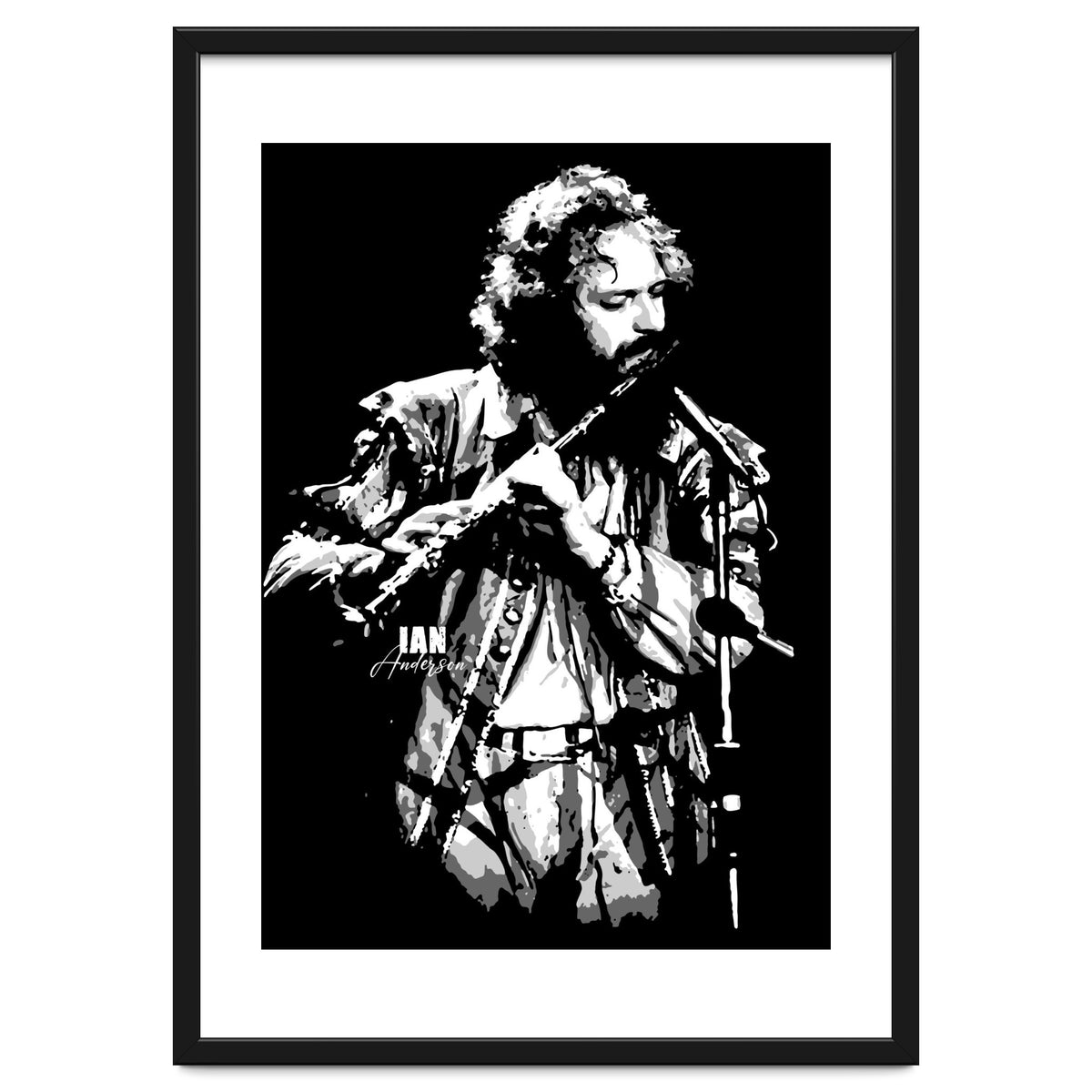 Ian Anderson Rock Music Legend in Grayscale 2
