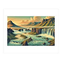 Vintage Iceland, Landscape Poster (Print Only)