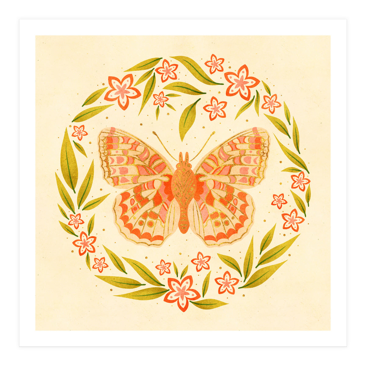 Retro Floral Butterfly (Print Only)