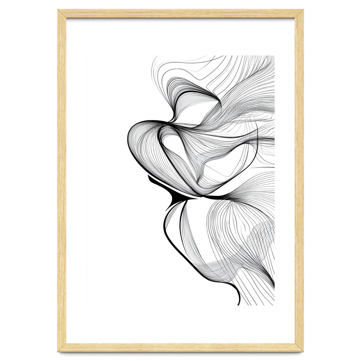Abstract Black And White Swirls And Lines Flowing Art