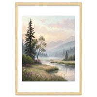 Dreamy Alpine Valley Landscape Painting