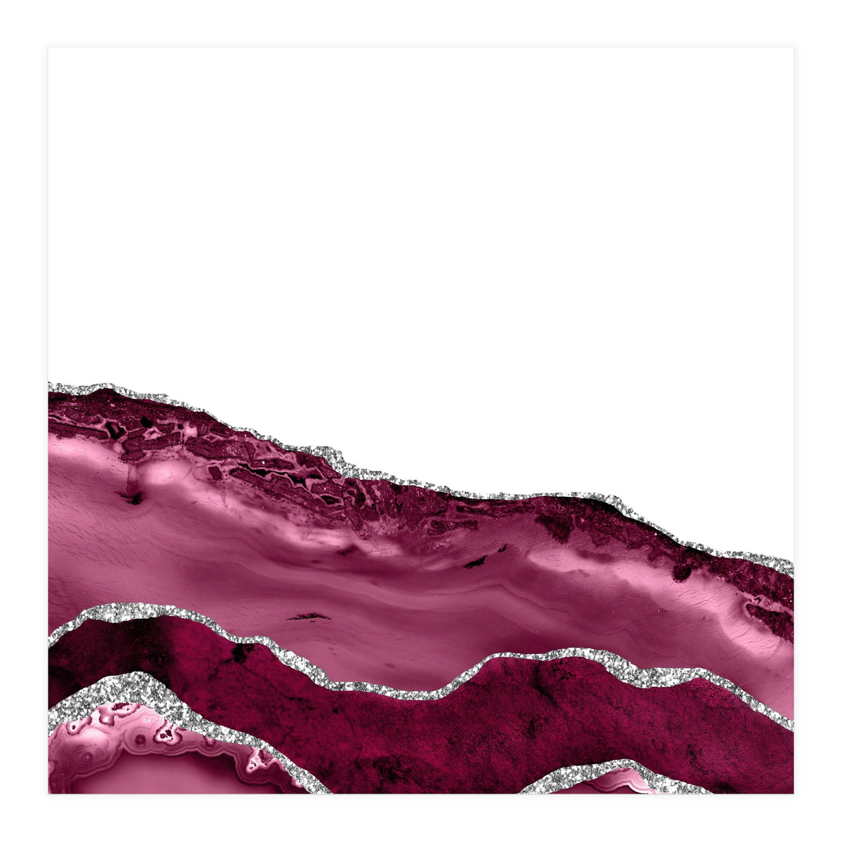 Burgundy & Silver Agate Texture 10 (Print Only)