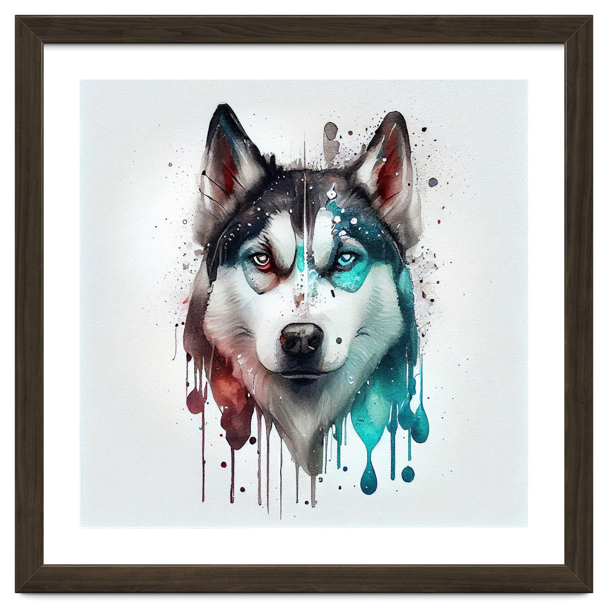 Watercolor Siberian Husky Dog