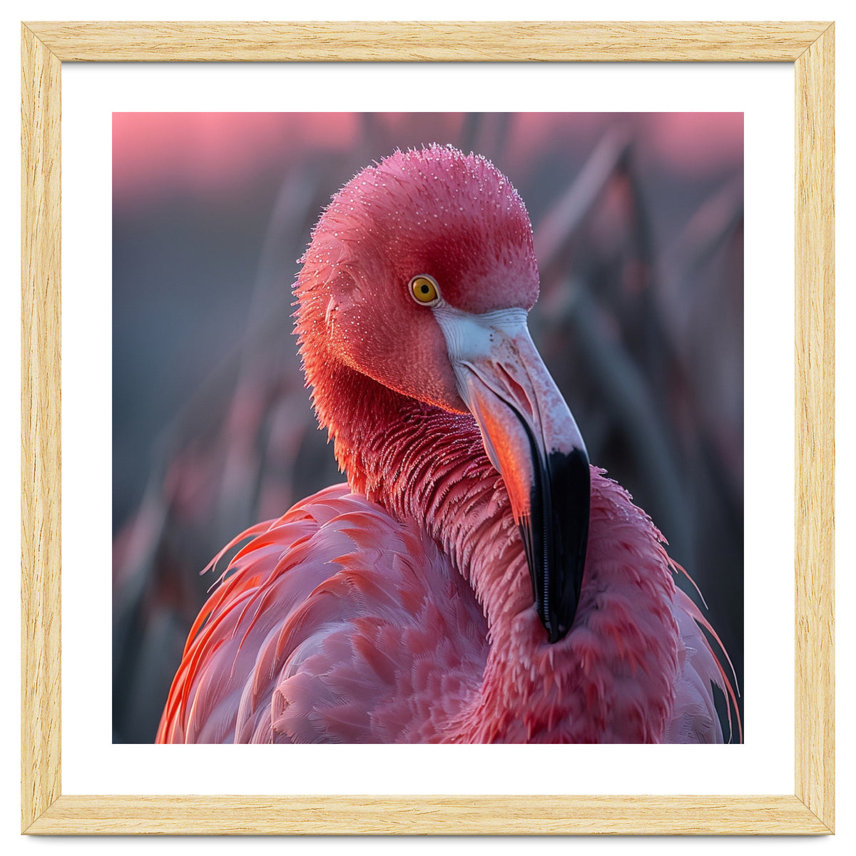 Pink Flamingo Bird Close Up Portrait