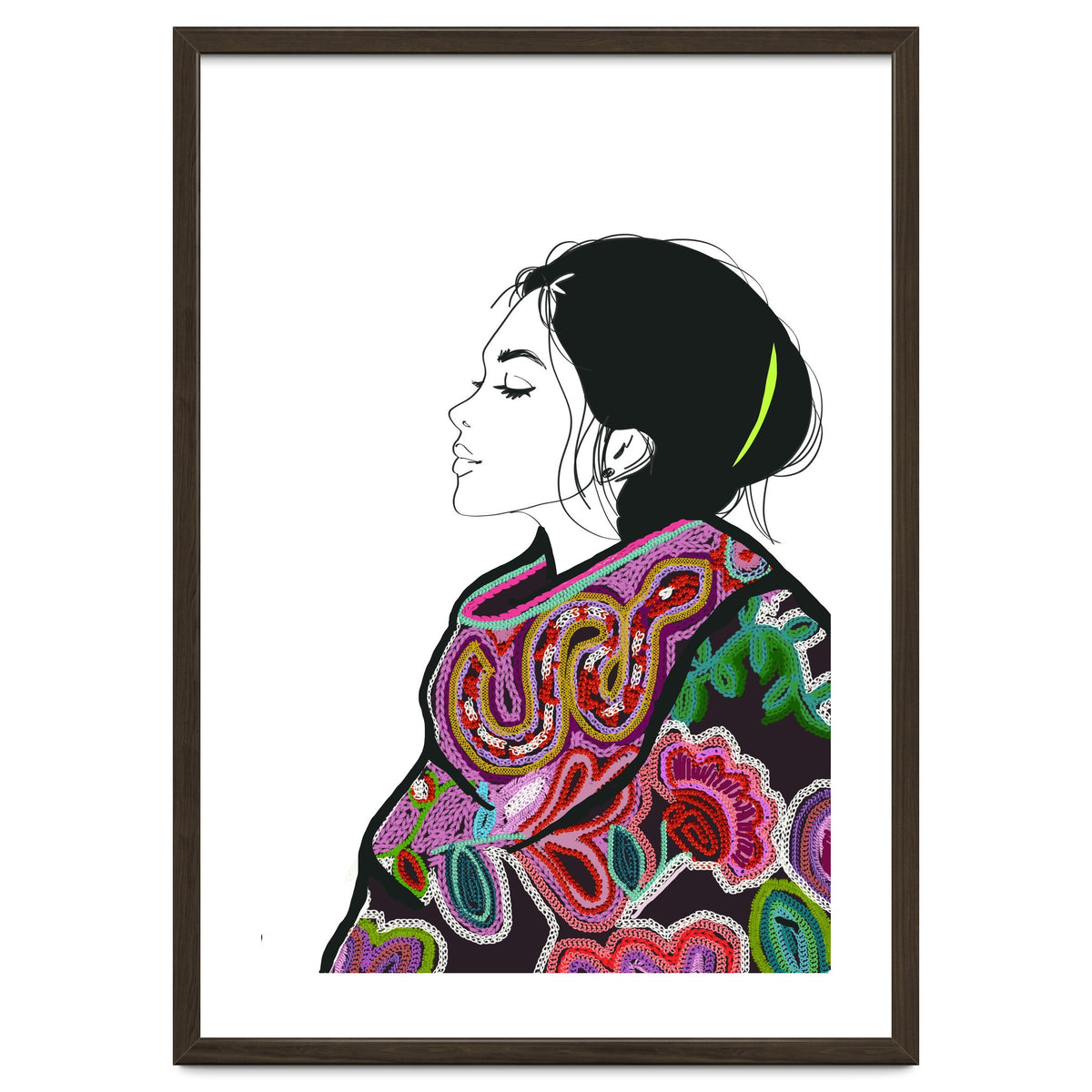 Embroidery Realistic Digital Embroidery Fashion Illustration Art Print Viddy Pop Studio Mood Room