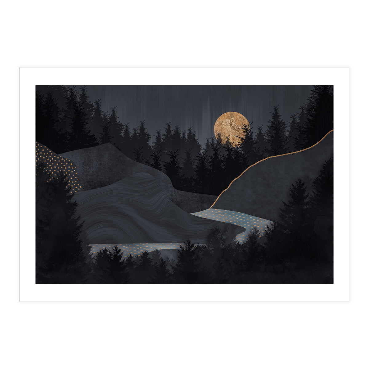 Abstract Landscape Midnight Moon (Print Only)