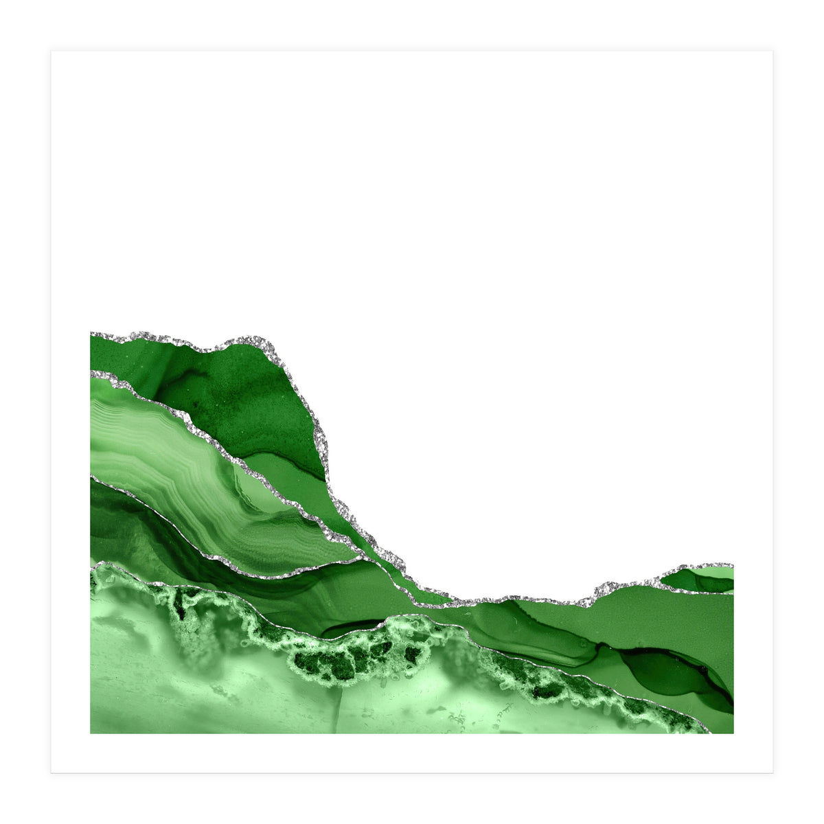 Green & Silver Agate Texture 05  (Print Only)